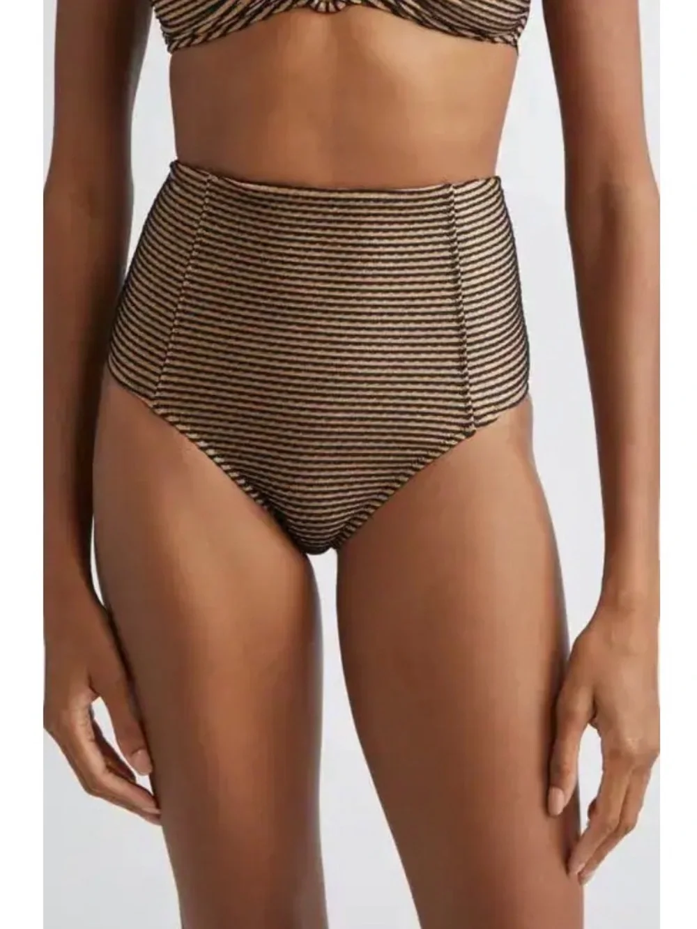 NWT ULLA JOHNSON $220 Zahara High-Waist Bikini Bottom - Helios size Large